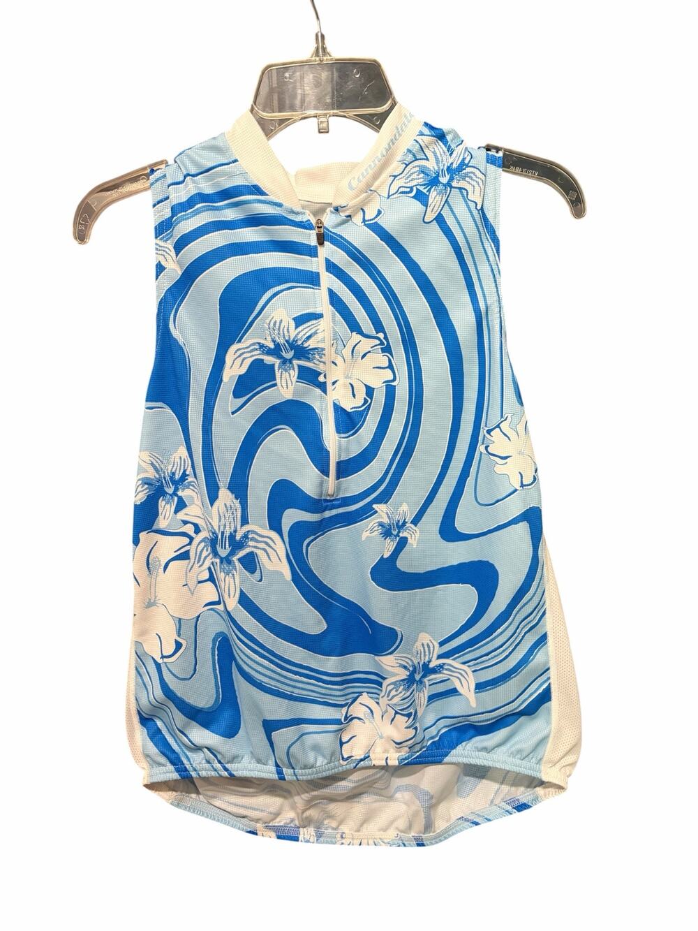 Cannondale Women’s Cycling Jersey Blue Floral Full Zip Sleeveless Size XL